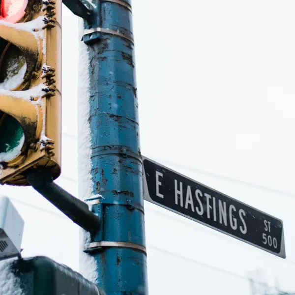 East Hastings Street Sign and Traffic Light
